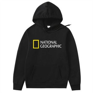 National Geographic Bluzy Męskie Ekspedycja Ekspedycja Scholar Top Hoodie Męskie Moda Oversized Odzież Zabawna Bluza Pullover H0910