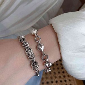 Pulseira 925 Sterling Silver Love Bracelet Mulheres Design Corrente de Tecelagem Cool Wind Luxo Jóias de Alta Grade