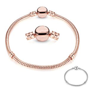 1pcs Drop Rose Gold Armband Kvinnor Snake Chain Charm Pärlor för Pandora Bangle Bracelet Festival Present B018