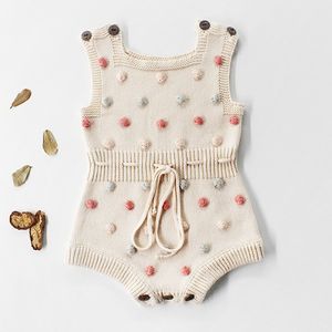 Baby Boys Girls Rompers Kläder Sticka Woolen Garn Vår Infant Bodysuit 210429