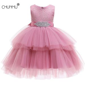 Spitze Pageant Formale Abend Hochzeit Kleid Tutu Prinzessin Kleid Blume Mädchen Kinder Kleidung Kinder Party Für Mädchen Kleidung 210508