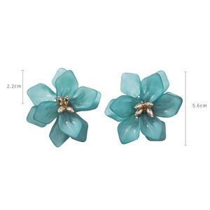 Stud Fashion Women Girls Resin Earrings Small Fresh White Rose Pink Color Flowers Hyperbole Jewelry