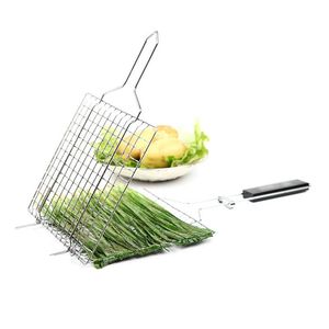 Wholesale stainless steel fish grilling basket for sale - Group buy Tools Accessories Portable BBQ Grilling Basket Stainless Steel Non Stick Barbecue Grill Mesh For Fish Hamburger Rack