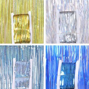 1x2M Metallic Foil Fringe Shimmer Backdrop Wedding Party Wall Decoration Photo Booth Backdrop Tinsel Glitter Curtain Gold 15 Colors DHL