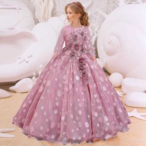 2021 Summer Flower Dress Pageant Kids Dresses For Girls Clothes Princess's Girls Dresses for Party and Wedding Prom 14 12 Year Q0716