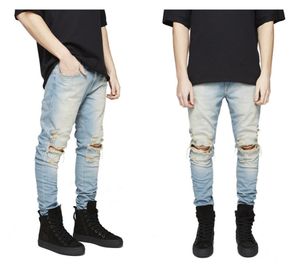 Slim Fit Raped Man Jeans Mężczyźni Hi-street męskie męskie dżinsowe spodnie joggers