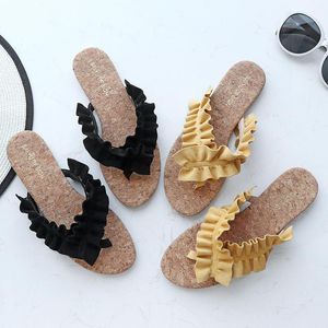 Slippers 2021 Summer Women Flip Flops Female Brand Design Pleated Cross-Tied Travel Beach Casual Outdoor Slide Sandals Ladies Shoes Flats