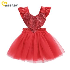 0-3y criança nascida meninas bebê meninas de Natal vestido vermelho lantejoulas coração vestidos de festa de tutu para menina xmas 210515