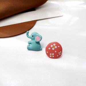 Stud S925 Needle Cute Jewelry Elephant Earrings 2021 Design Geometric Coating Asymmetrical For Girl Lady Gifts