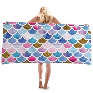 Microfibra de toalha de praia de sereia toalhas de banho grandes para meninas secas rápidas crianças piscina cobertor fors viajar HH21-355