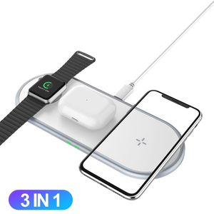 Dock station per caricabatterie wireless Qi 3 in 1 per iPhone 12 11 XS XR X 8 Apple Watch Series 6 5 4 Samsung Xiaomi Smartphone Airpod Pro