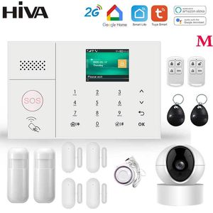 HIVA Security System Hem GSM WIFI TUYA Smart Life App Control Inbrottslarmsats Dörrgivare Arbeta med Alexa