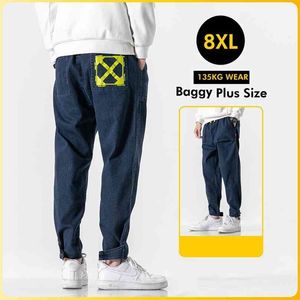 Homens Jeans Baggy Plus Size Jogadores Calças Hip Hop Ankle-Comprimento Calças Sobrenesa Denim Streetwear Largna Perna 210716