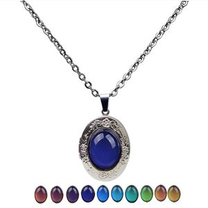 Palace temperature sensitive color changing Pendant Necklace stainless steel O-chain