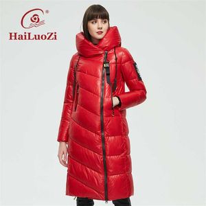 Hailaozi damska kurtka zimowa moda na kolano długie czerwony szczupły grube damskie płaszcz z kapturem Parka Perfect marki jakość Znosić 75 211216