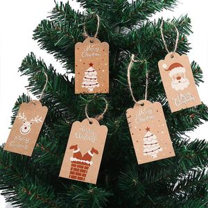 Wholesale tree labels for sale - Group buy Greeting Cards Christmas Kraft Paper Tags With Twine String Tie Xmas Hang Labels Snowman Snowflake Tree Pre Punched Tag Card