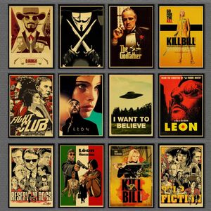 2022 Vintage classic movie art painting Pulp Fiction Fight Club poster Retro kraft Wall Dector Decorazioni per la casa Stampe Retro Sticker