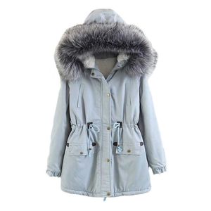 Parka da donna Cappotti invernali Collo in pelliccia finta Con cappuccio Parka in cotone spesso caldo Moda Cappotto imbottito medio lungo Capispalla Taglie forti 210531