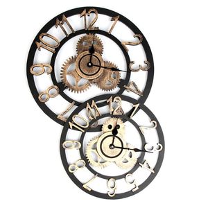 壁掛け時計産業スタイルビンテージ時計ヨーロッパのスチームパンクギア家の装飾ゴールドとスライバーパーソナリティパンク