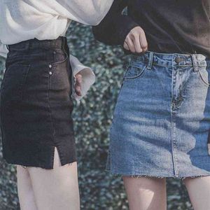 WERUERUYU Women's Skirt Denim Women High Waist Tassels Zipper Pockets Mini Short Saia Jeans Feminina 210608