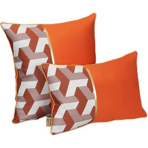 Niestandardowe Patchwork Prosta Sofa Poduszki Pokrywy Nordic Styl Poszewki Hotel Home Office Decor Krzesło Waist Poduszki Pokrywa