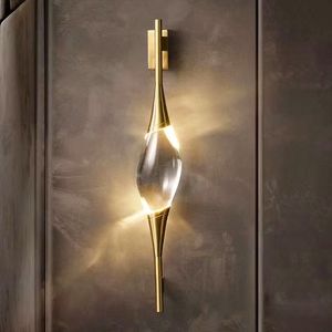 Crystal Wall Lamp Copper Body Sconce Lamp Loft Dining Living Room Bar Corridor Aisle Light Bedside Stair Pendant Lamps