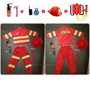 Festa dei bambini Vigile del fuoco Uniforme della polizia Camion dei pompieri Auto Bambini Pompiere Cosplay Neonata Ragazzo Costume di Halloween Giocattoli di fantasia Fase Q0910