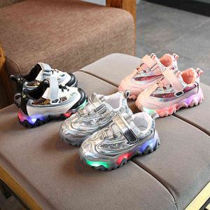 Barn tjejer ledde ljusa skor baby glödande sneakers lysande sneakers för pojke andningsbara casual barn skor med lampor g1210