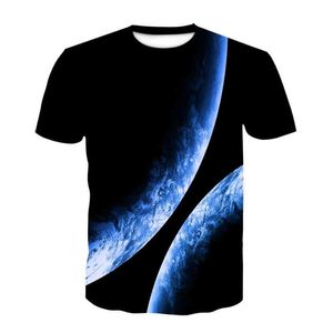 HerrT-tröja Mäns Casual Top Universe Sci-Fi Planet Sommar 3D-T-shirts Fashion O-Neck Shirt Storstor Streetwear X0621