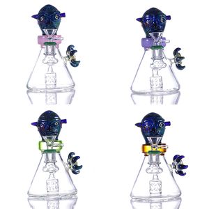 Huka Vierfarben Ghost Gesicht Bongs Auge des Engels Öl Rigs Kühle Glas Wasserleitung Bong DAB Rig zum Verkauf 14mm Gelenk