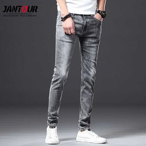 Jantour Brand Summer Spring Cotton Jeans Men Denim Skinny Fashion Quality Stretch Trousers Slim Pants Male 210622