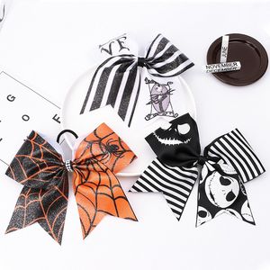 Hårtillbehör Halloween Big Bow Hårband Barnflickor Bowknot Scrunchies Bats Ponytailhållare M3563