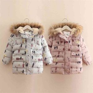 Freddo Inverno 3 4 6 8 9 10 11 12 anni Adolescente Giacca per bambini Imbottita in cotone imbottito Doodle Cappotto con cappuccio ispessimento per neonate 210701