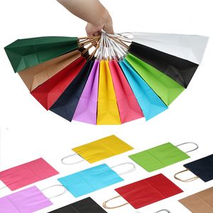 100 sztuk Kraft Paper Party Favor Torby 11Colors Torba na prezent z uchwytami na ślub Baby Shower Urodziny Zakupy i imprezy dostawy