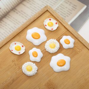 30PCS/lot White Egg Resin Components Fried Flatback Cabochons Food DIY Scrapbooking Dollhouse Miniature