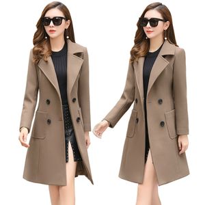 Yeni Sonbahar Kış Yün Kadın Ceket Kaban Yüksek Kalite Uzun İnce Karışımı Giyim Kadın Bayanlar Yün Palto Ceket Palto 200930