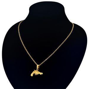 Hänge halsband släpper kvinnors choker halsband Hip Hop Golden Mini Small Pistol Gun Chain Pendants For Men Women Neckless