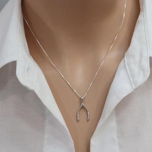 Pingentes Wishbone. venda por atacado-Pingente colares de desejo feminino colar cor de prata simples romântico acessórios de casamento nupcial wishbone para senhora