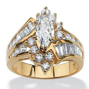 White CZ Gold Ring Women's Fashion Party Bridal Engagement Wedding Rings