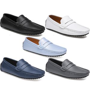 2021 leather doudou men's casual driving shoes soft sole fashion black navy white blue silver yellow grey footwear all-match lazy cross-border 38-46 twenty eight