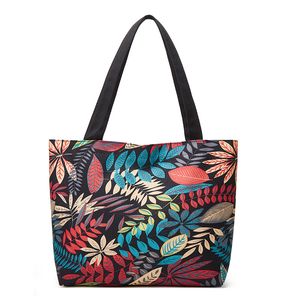 3pcs Shopping Bags Women Canvas Bird Floral Prints Large Capacity Handbag Mix Color