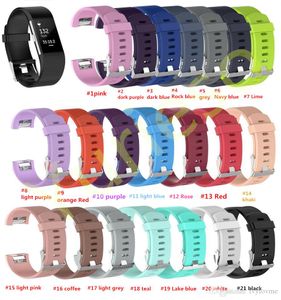 En Düşük Fiyat 21 Renk Silikon Kayışı Fitbit Charge2 Band Fitness Akıllı Bilezik Saatler Yedek Spor Kayış Bantları için Fitbit Şarj 2