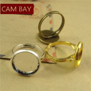 150pcs Fit MM Alloy Metal Open Adjustable Ring Settings Round Cabochon Base Antique Bronze Silver Plated DIY Blank Bezel Jewelry Accessories