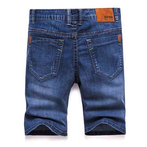 Marca Mens Summer Stretch Jeans denim di qualità sottile maschile Short Uomo blu Jean Shorts Pantaloni taglia grande 40 42 210723