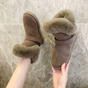 2021 Inverno Nova Moda Personalidade All-Match Liso Ankle Botas de Pelúcia Fur Corpo Fleece Espessamento Tênis De Algodão Quente