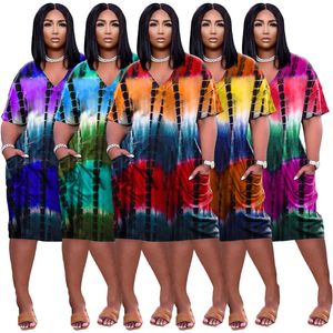 Bulk Womens Casual Dresses S - 3XL Kortärmad Klänning Mode Sommar Loose Print One Piece Set Party Evening Clubdress Kvinnor Kläder KLW6565