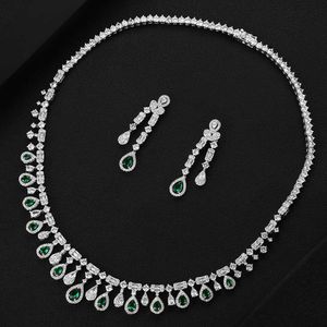 GODKI High Quality Luxury Princess Necklace Earring Jewelry Set For Women Wedding Full Cubic Zircon Dubai Bridal jewelry Set H1022