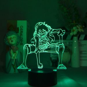USB D Night Lights LED Desk Lamp Touch Switch Anime Nightlight Smart Phone Control One Piece Monkey D Luffy Figur Room Decor Gift