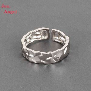 Jea.Angel 925 Silber Unregelmäßige Konkav-Konvexe Oberfläche Zinn Folie Papier Textur Muster Ring Schmuck Zubehör Geschenk Für Frauen Männer g1125