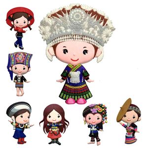 New Chinese style 56 Ethnic Doll Magnet Stickers for Fridge Wall Icebox Stick Home Decoration Magnetic Refrigerator Sticker Party Guest Gifts